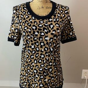 Michael Kors leopard print short sleeve sweater